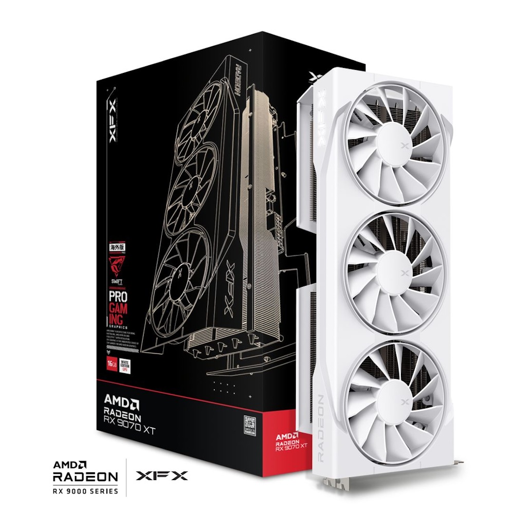 XFX Radeon RX 9070 XT Swift Triple Fan White - 16GB GDDR6 RAM - Grafikkort