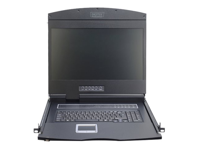 Digitus Professional DS-72211-2US - KVM-konsol med KVM switch - 8 porte - US - 19 - rackversion - 1366 x 768 @ 60 Hz - 1000:1 - RAL 9005, sort - 1U