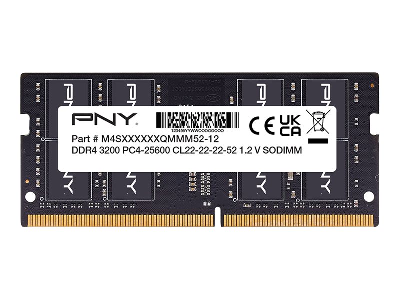 PNY Performance - DDR4 - modul - 16 GB - SO DIMM 260-PIN - 3200 MHz / PC4-25600 - CL22 - 1,2 V - ikke bufferet - ikke-ECC