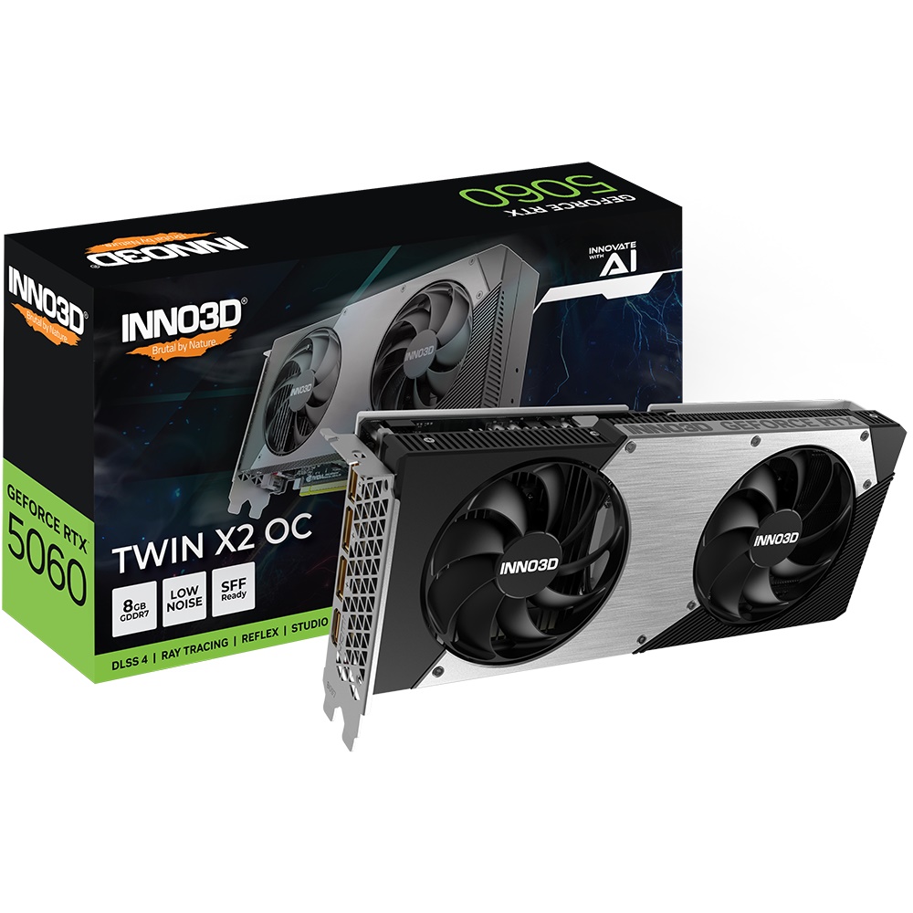 Inno3D GeForce RTX 5060 TWIN X2 OC - Grafikkort - GeForce RTX 5060 - 8 GB GDDR7 - PCI Express 5.0 - HDMI, 3 x DisplayPort