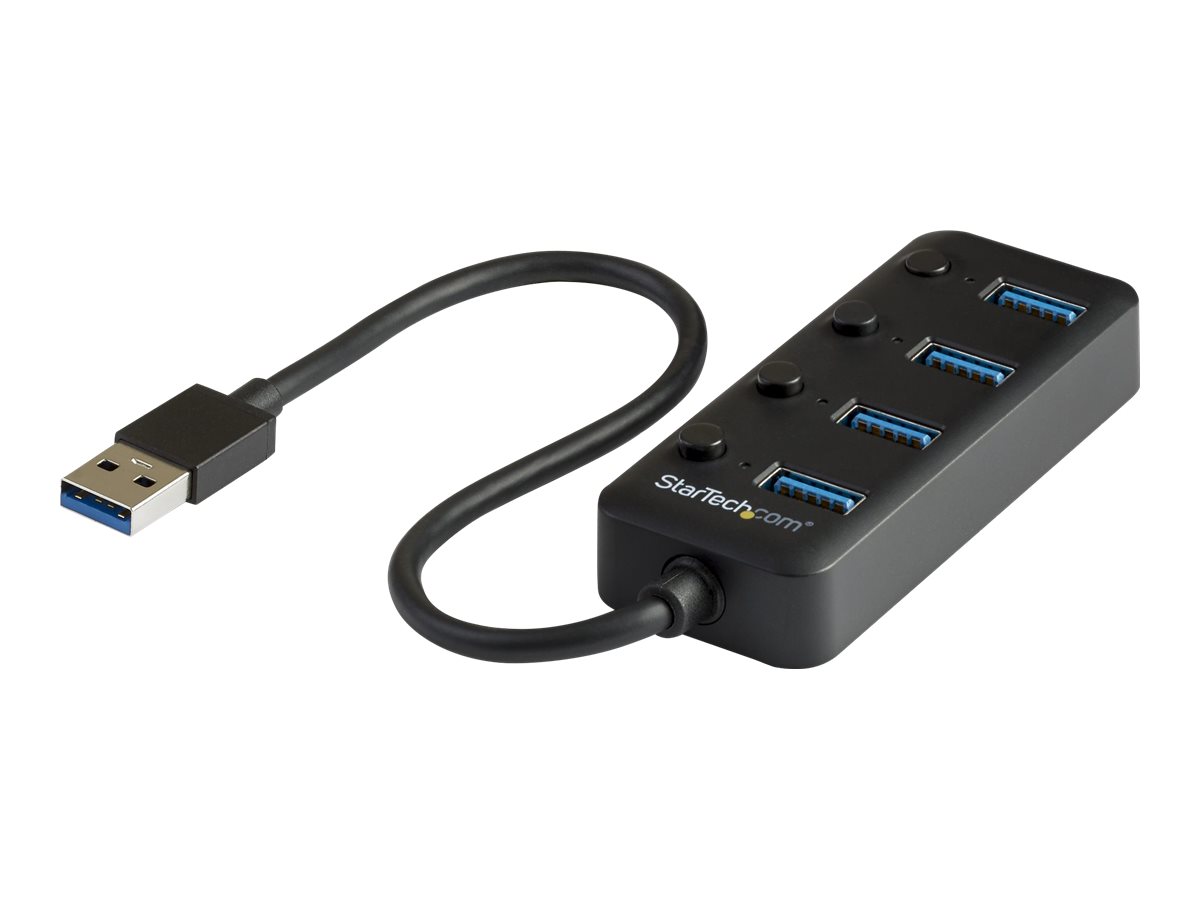 StarTech.com 4 Port USB 3.0 Hub, USB-A to 4x USB 3.0 Type-A with Individual On/Off Port Switches, SuperSpeed 5Gbps USB 3.1/USB 3.2 Gen 1, USB Bus