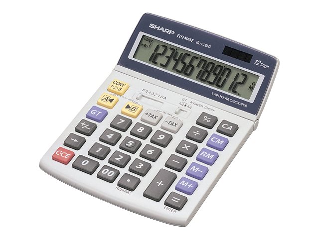 Sharp EL-2125C - Skrivebords-regnemaskine - 12 cifre - batteri, solpanel