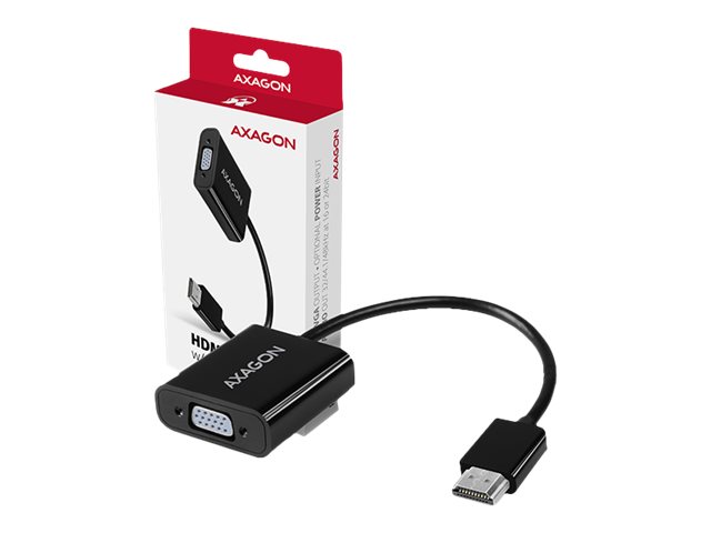 AXAGON - Videoadapter - HDMI han til HD-15 (VGA), mini-phone stereo 3.5 mm hun - 17 cm - 1920 x 1200 (WUXGA) support, aktiv omformer