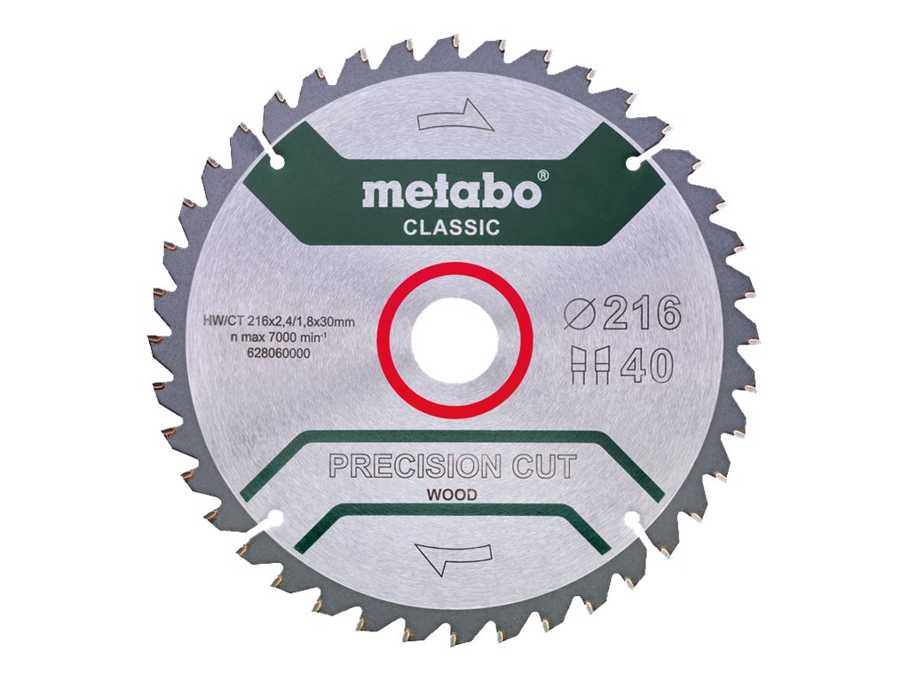 Metabo Classic Precision Cut Wood - Rundsavsklinge - 216 mm - 40 tænder