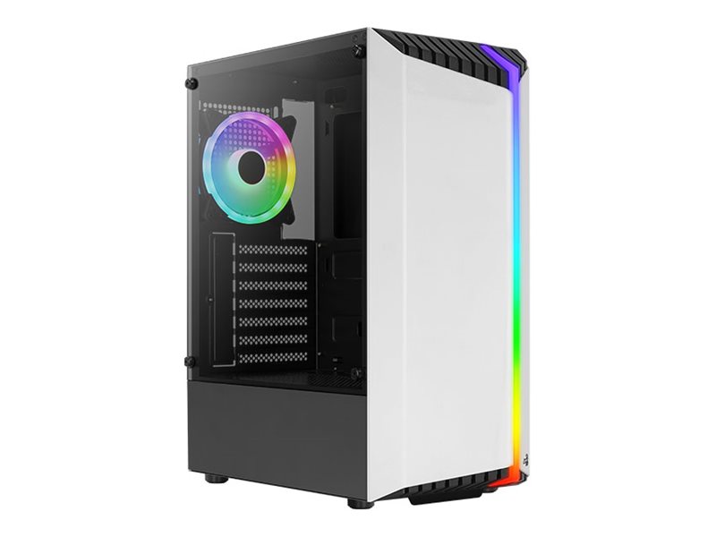 AeroCool PGS V Series Bionic-G-WT-V2 - Tempered Glass Edition - mid tower gaming - ATX - sidepanel med vindue (hærdet glas) - ingen strømforsyning (ATX) - hvid - USB/Lyd