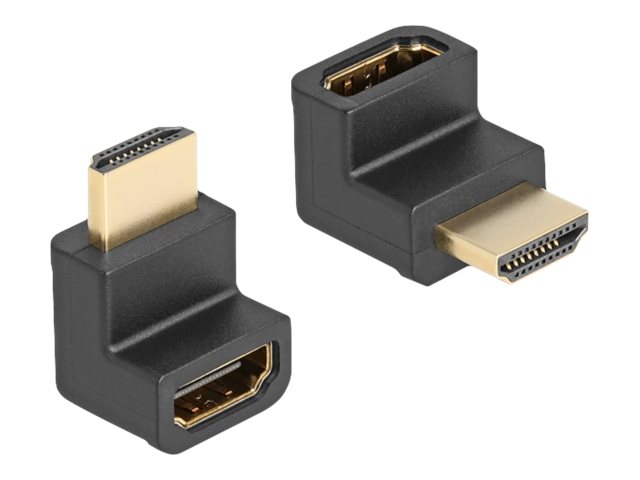 Delock - High Speed - HDMI-adapter med Ethernet - HDMI han til HDMI hun nedvinklet - sort - Ethernet support, 8K60 Hz (7680 x 4320) support