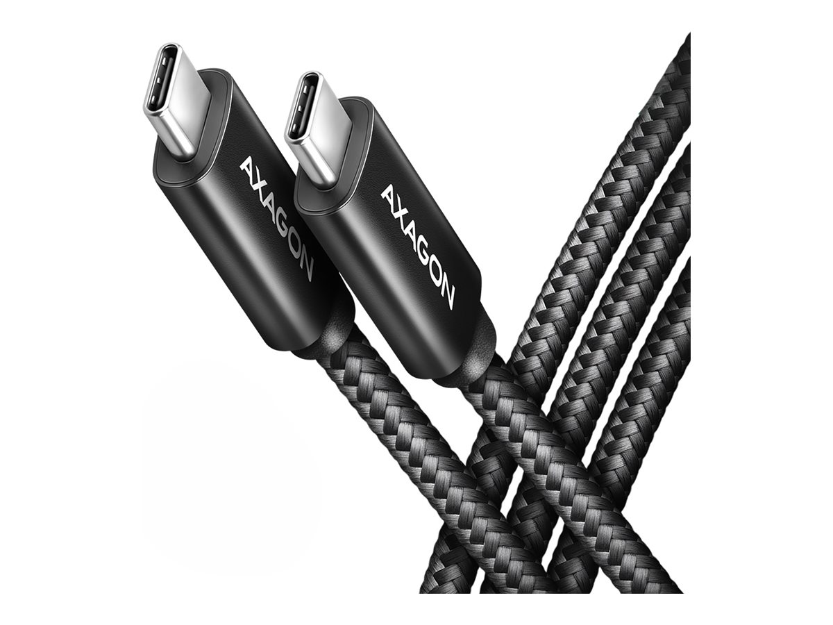 AXAGON BUCM2-CM20AB - USB-kabel - 24 pin USB-C (han) til 24 pin USB-C (han) - USB 2.0 - 48 V - 5 A - 2 m - tovejs, forlænget strømrækkevidde (EPR), USB Power Delivery (240 W), SPR - sort