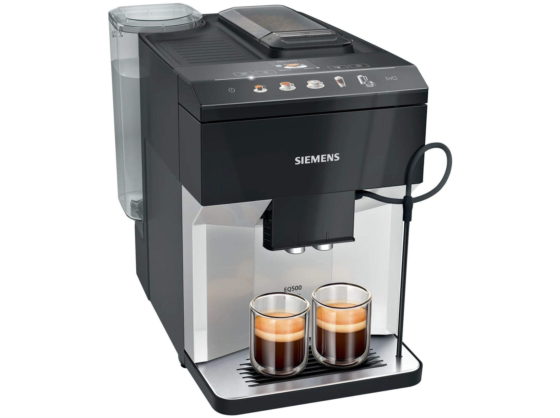 Siemens EQ.500 TP511R01, Espressomaskine, 1,9 L, Kaffebønner, Indbygget kværn, 1500 W, Sort, Sølv