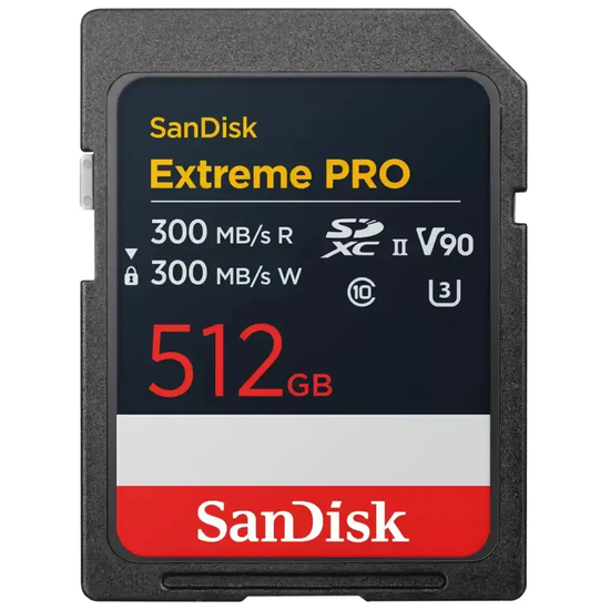 SanDisk Extreme Pro - Flashhukommelseskort - 512 GB - Video Class V90 / UHS-II U3 / Class10 - SDXC UHS-II