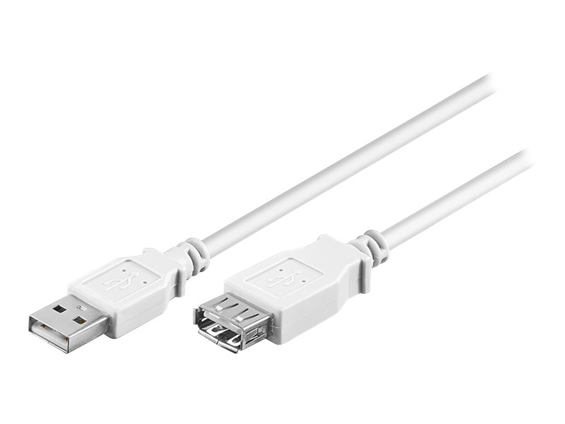 USB 2.0 forlængerkabel - A han til A hun, Hvid (0,6m)