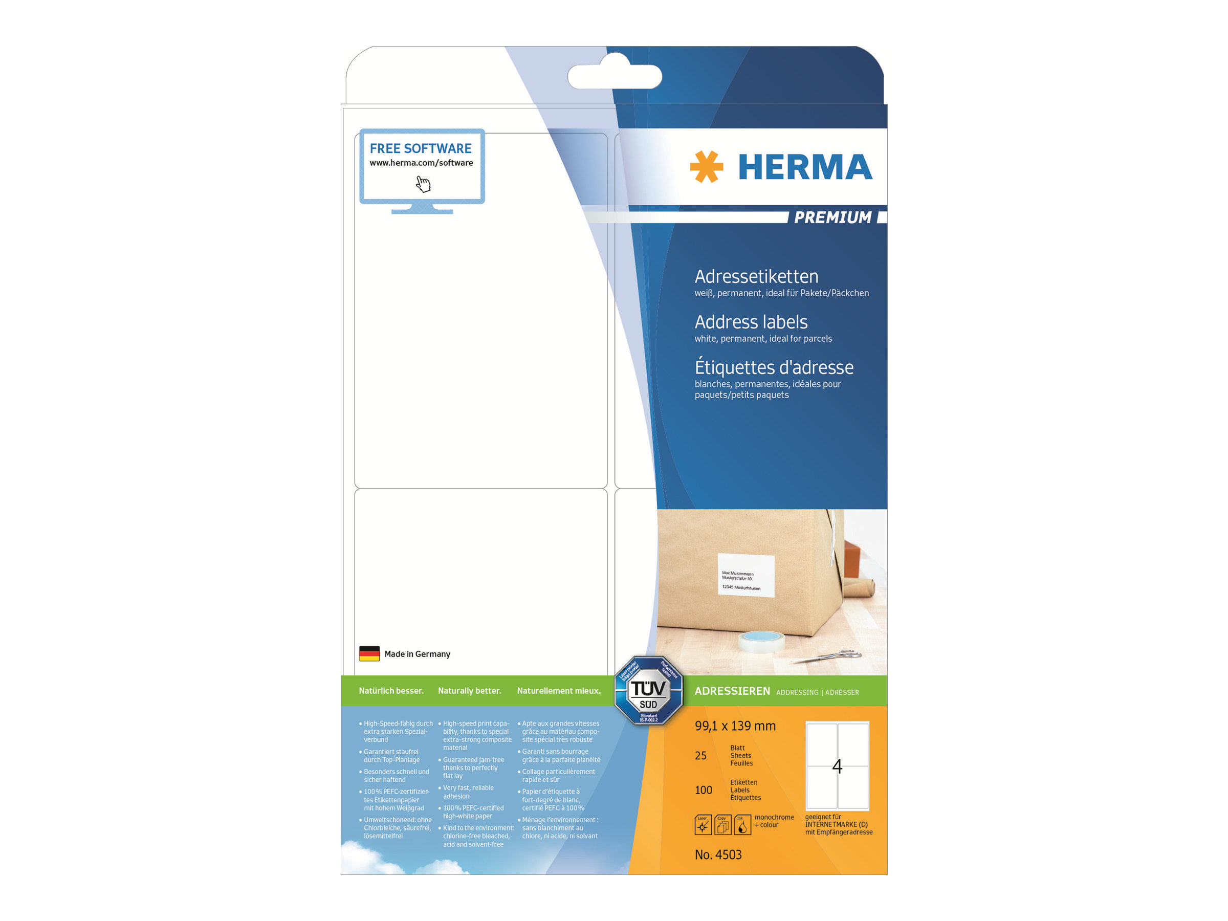HERMA Premium Adresseetiketter 99.1 x 139 mm 100etikette(r)