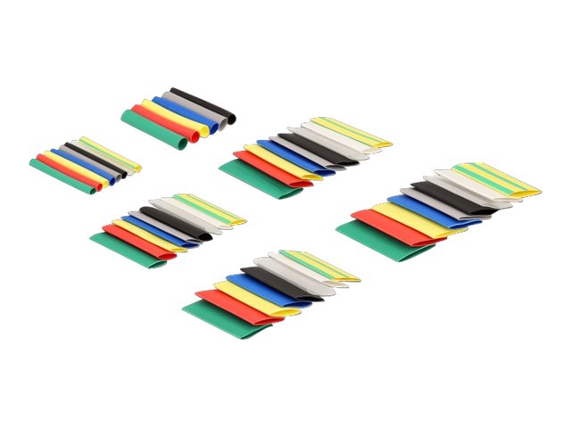Delock Heat Shrink Tube Set (108 pieces) 4cm Sort Blå Grå Rød Hvid Gul Transparent