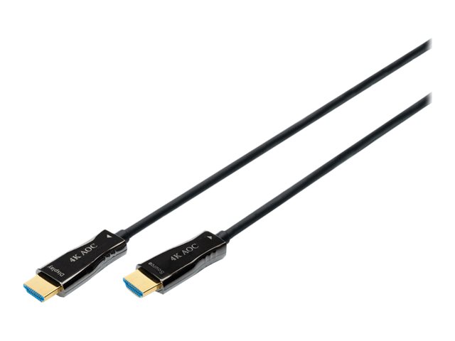 DIGITUS - Premium High Speed - HDMI-kabel med Ethernet - HDMI han til HDMI han - 30 m - dobbelt afskærmet - sort - 4K support, hybrid aktivt optisk kabel