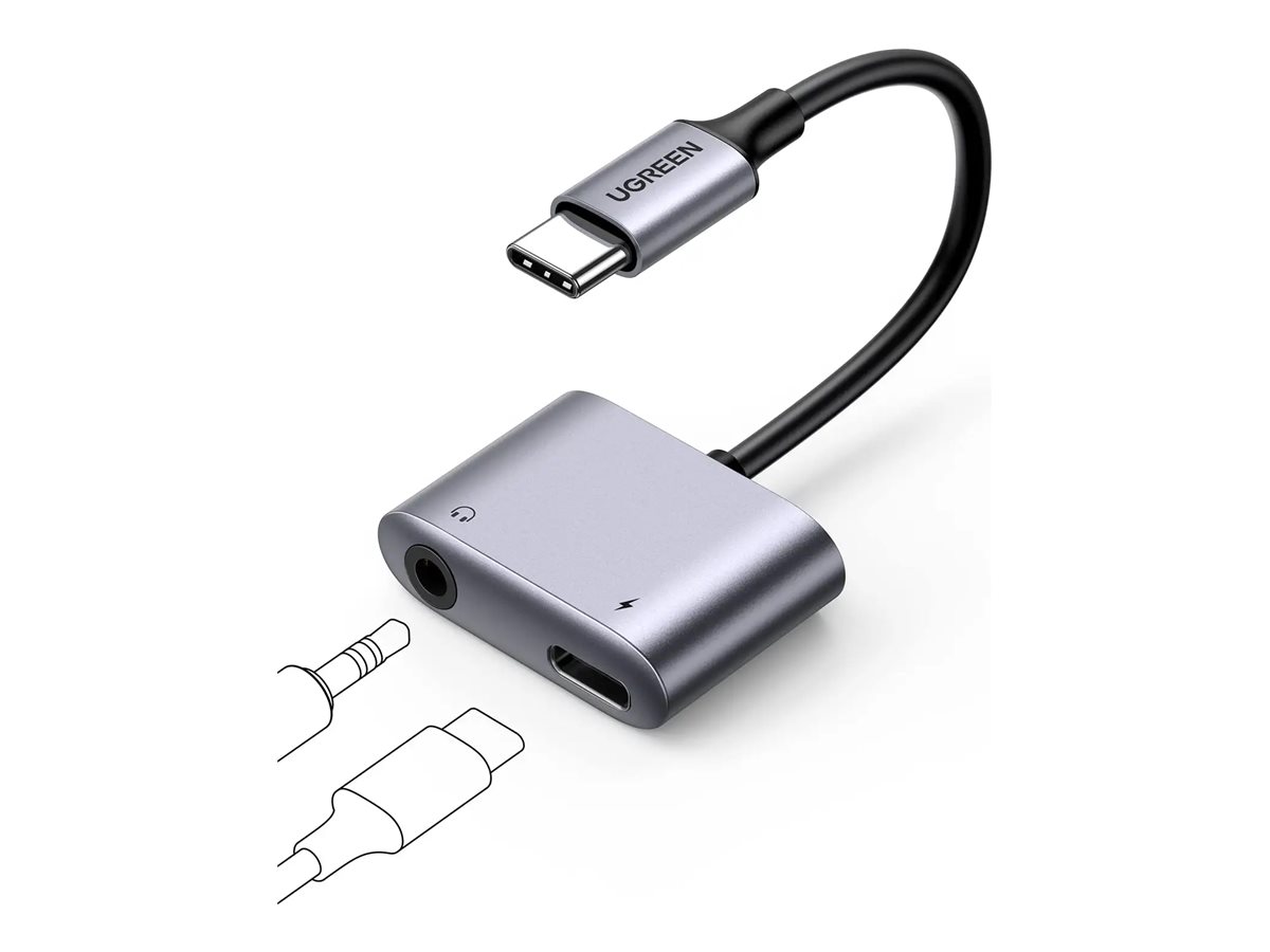 Ugreen USB-C til hovedtelefon-jackstik/opladningsadapter - audio/USB