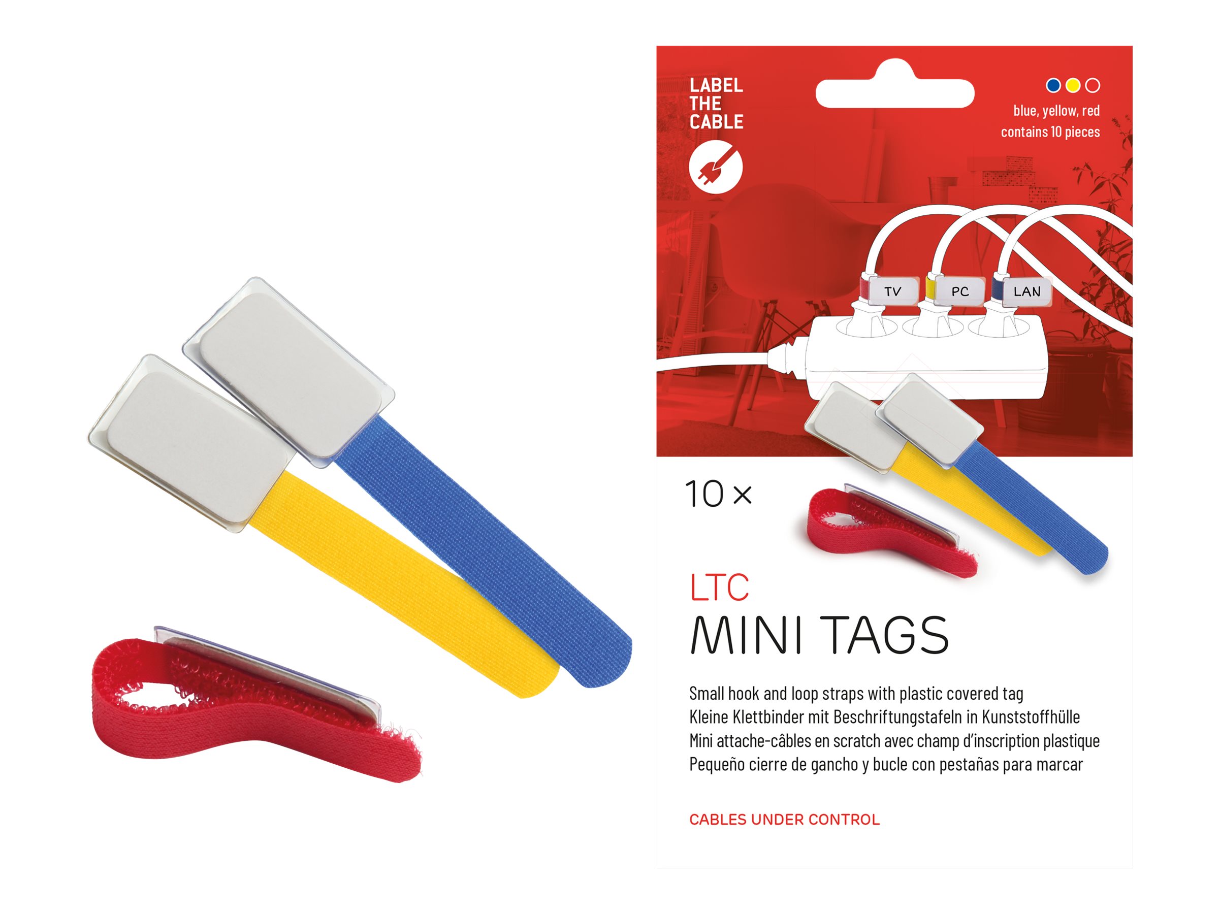 Label The Cabel mini - Rød / Blå / Gul - pakning med 10