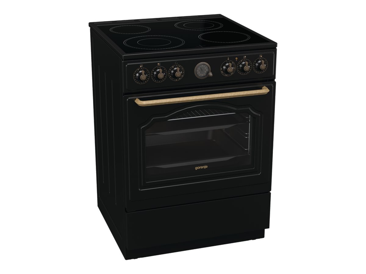 Gorenje Classic GECS6B70CLB - Komfur - fritstående - bredde: 59.7 cm - dybde: 60 cm - højde: 90 cm - med selv-rengøring - sort