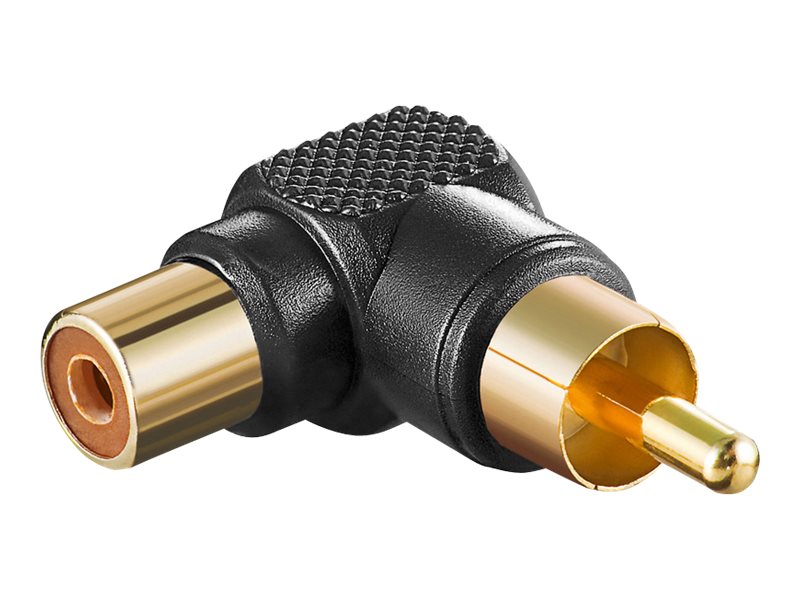 Phonostik - Retvinklet RCA han til RCA hun, Sort plast