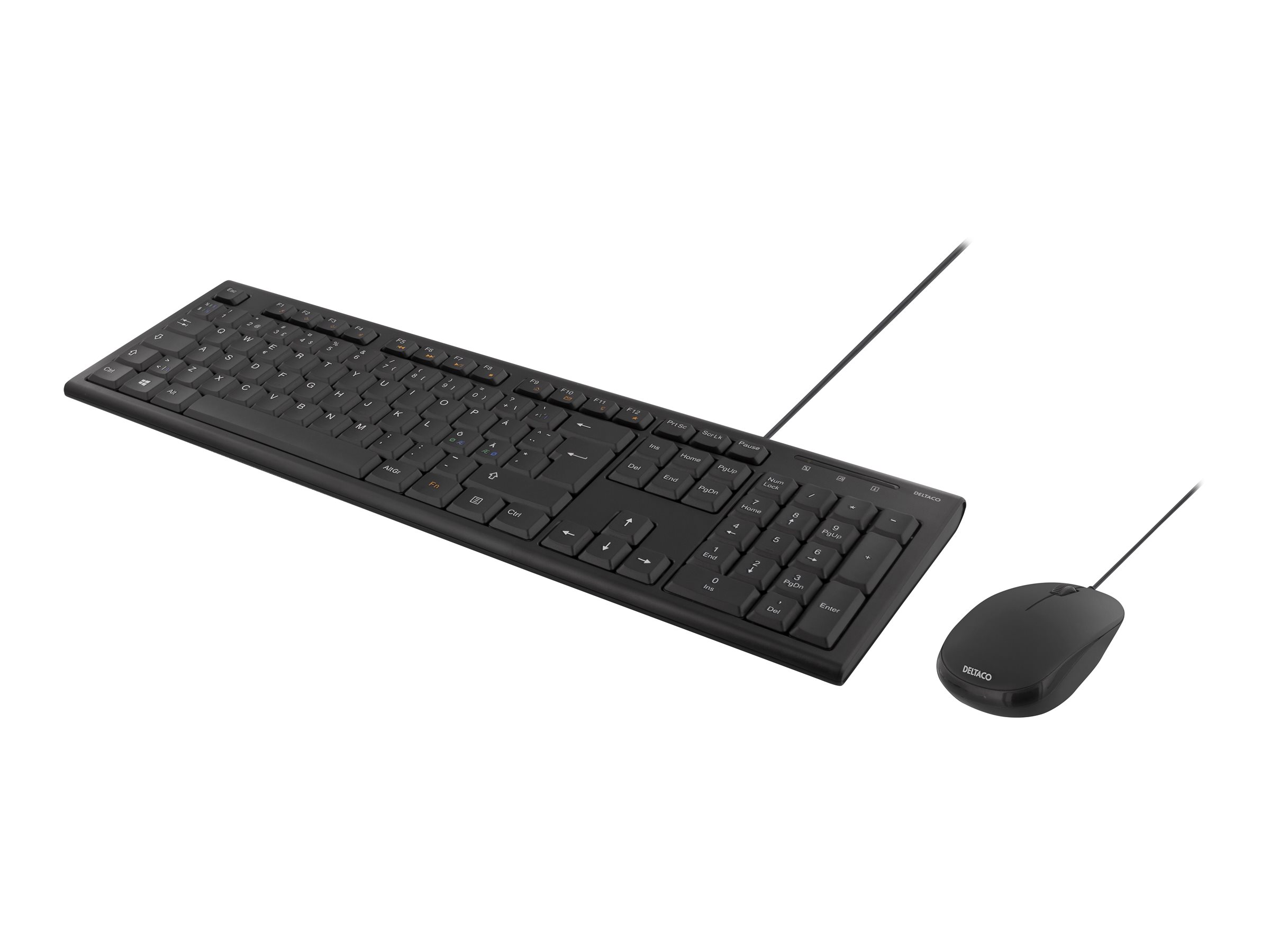Deltaco Tangentbords-kit med mus, PAN Nordisk layout, USB, s Tastatur og mus