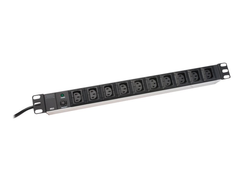1U Aluminum PDU, rackmountable 10A, 2500W, 250VAC 50/60Hz, overl-prot.,1xC14
