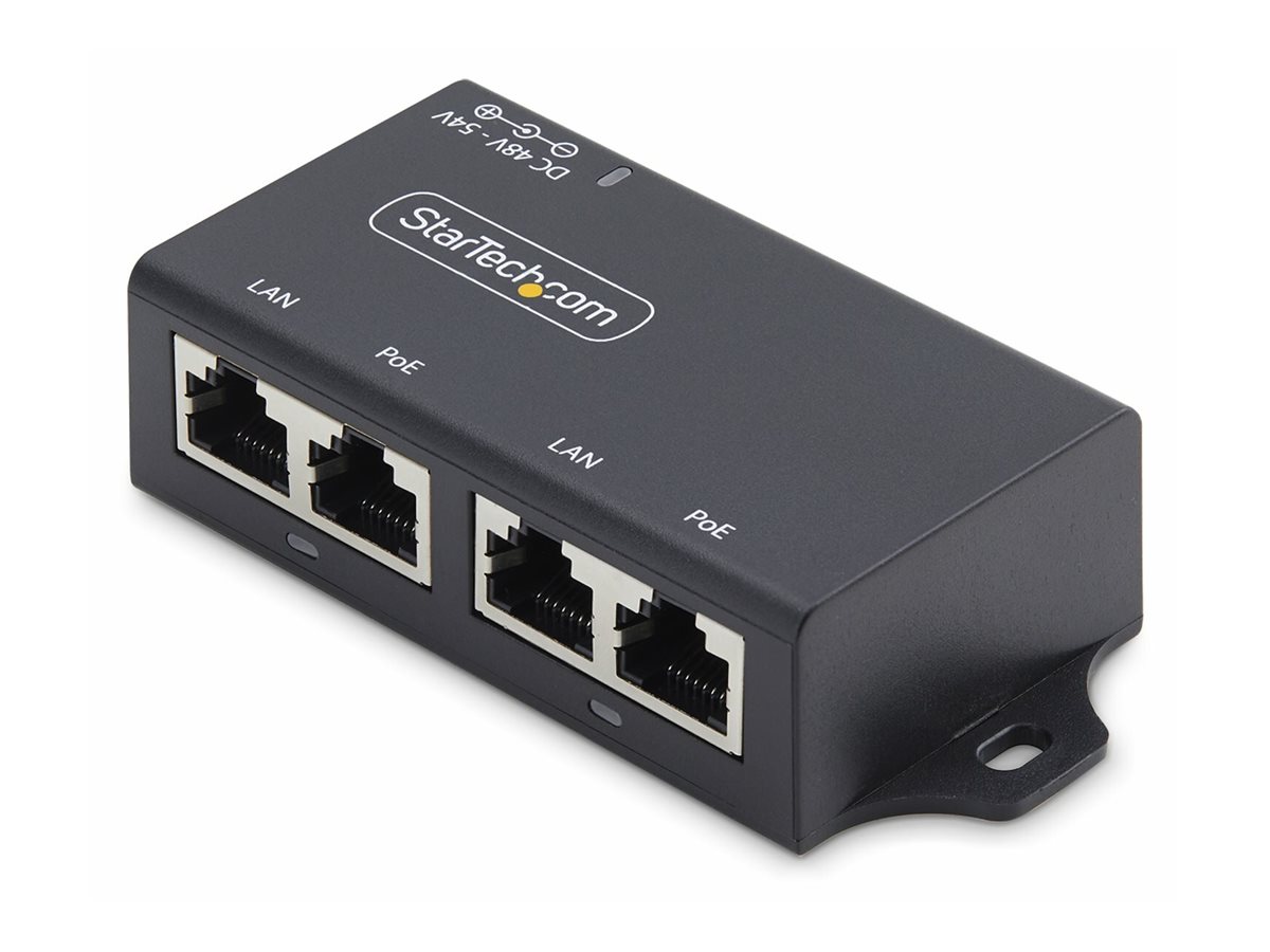 StarTech.com 2-Port Gigabit PoE+ Injector PoE/PoE+ (802.3af/802.3at) 30W - PoE injector - unmanaged inline - 30 Watt