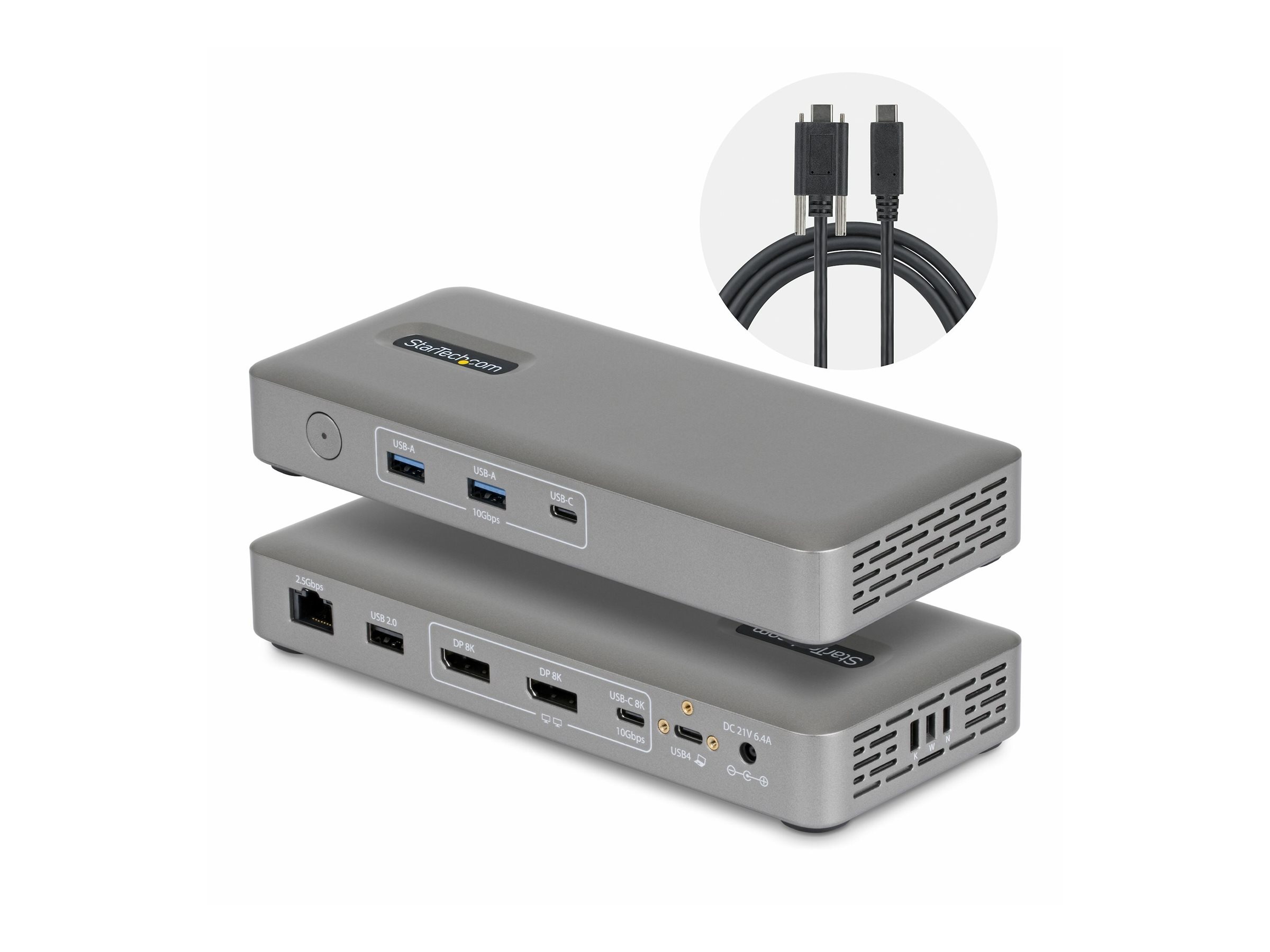 StarTech.com Startech - docking station - USB4 / Thunderbolt 4 / Thunderbolt 5 - 2 x DP - 1GbE 2.5GbE