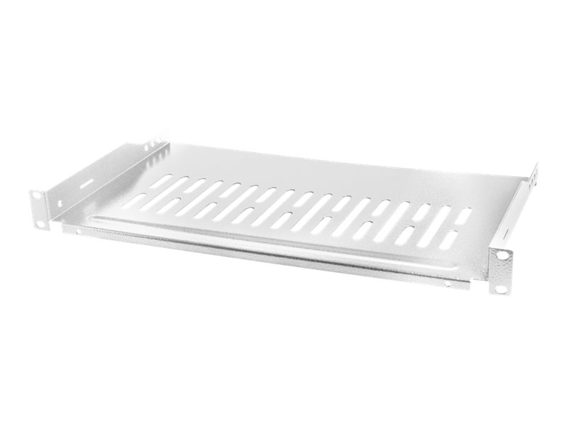 19" cantilever shelf, front screw fixing d=250 mm, grey