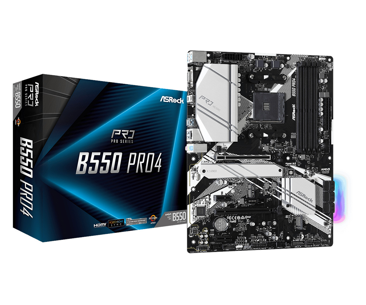 ASRock B550 PRO4 Bundkort - AMD B550 - AMD AM4 socket - DDR4 RAM - ATX