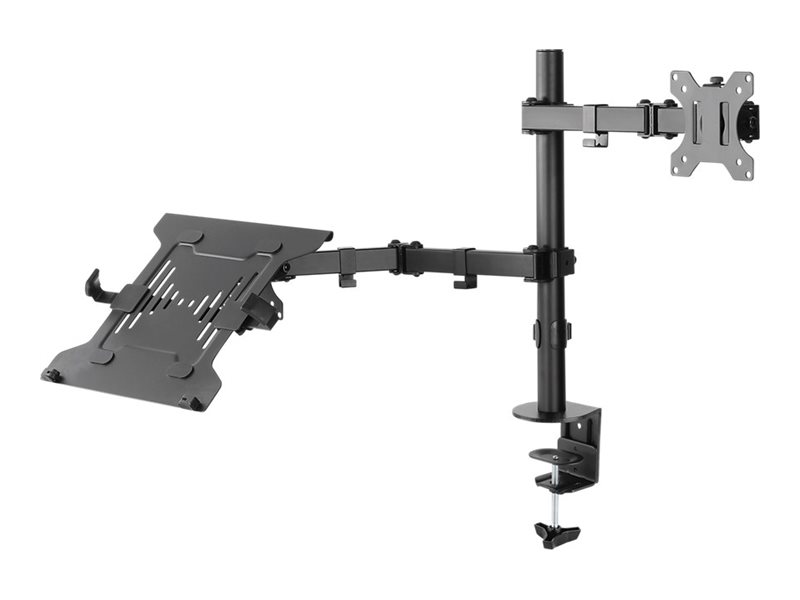 Goobay Skärmfäste med laptop-arm Flex, svart workstation för bildskärmar från 13 till 32 tum (33 - 81 cm) plus en bärbar dator, bildskärm max. 8 kg/bärbar dator 4,5 kg