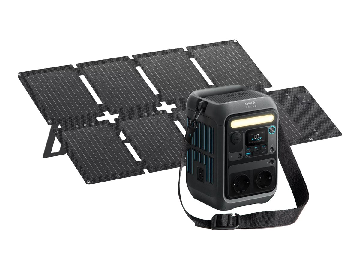 Anker SOLIX C300X DC - Bærbart kraftværk - DC 11 - 28 / 5 / 9 / 15 / 20 / 28 V - 300 Watt - Lithium-jernfosfat - 90000 mAh - 288 Wh - Wi-Fi, Bluetooth - med PS60 solpanel