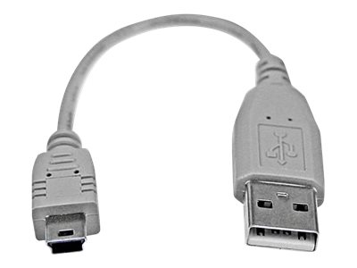 StarTech.com 6 in. USB to Mini USB Cable - USB 2.0 A to Mini B - Gray - Mini USB Cable (USB2HABM6IN) USB-kabel 15cm Grå