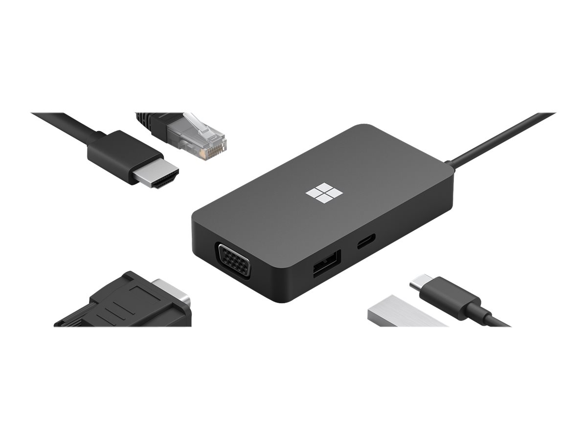 Microsoft USB-C Travel Hub - Dockingstation - USB-C - VGA, HDMI - 1GbE - kommerciel