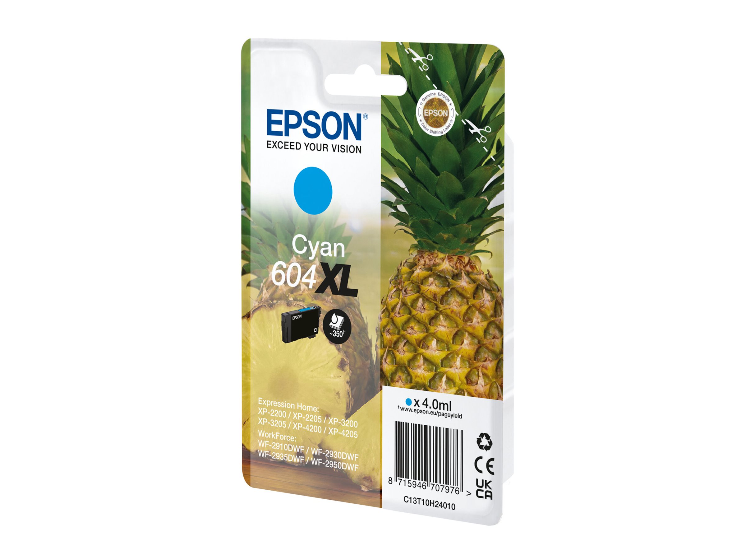 Epson 604XL Cyan - original blækpatron (10-pak) til XP-2200 / WF-2910DWF
