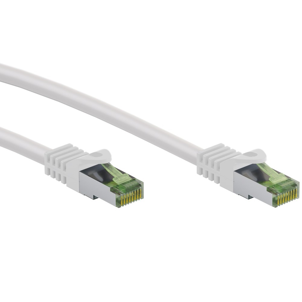 Goobay GHMT-certificeret CAT 8.1 netværkskabel, S/FTP (PiMF), hvid kobberleder, LSZH halogenfri kabelkappe, 1 m