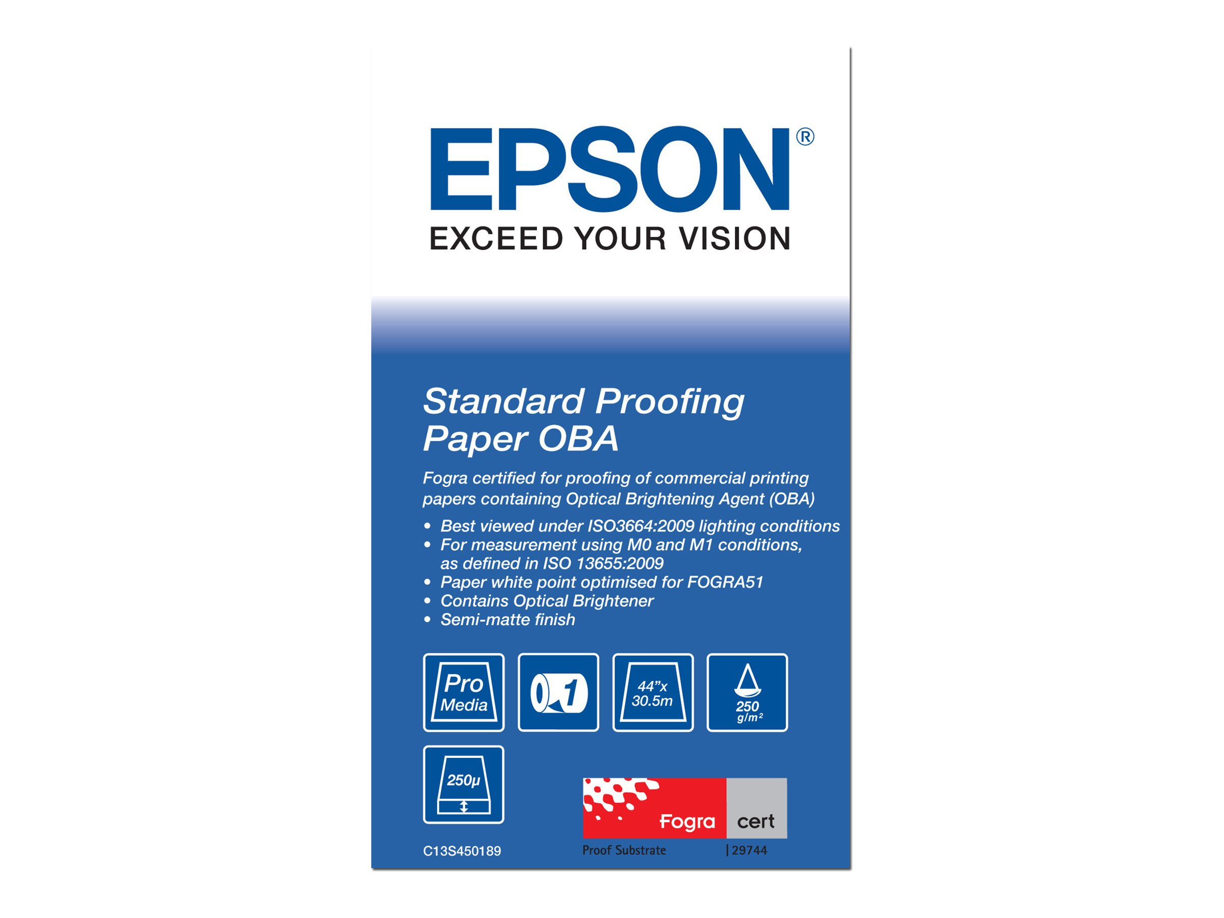 Epson Proofing Paper Standard Korrekturpapir (111,8 cm x 30,5 m) 1rulle(r) C13S450189 billede