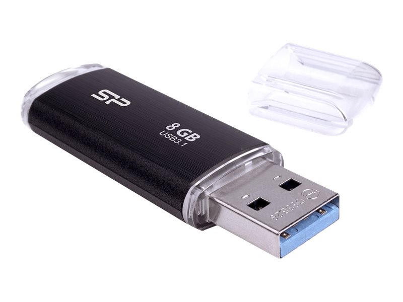 SILICON POWER Blaze B02 8GB USB 3.0 / USB-C Sort Transparent