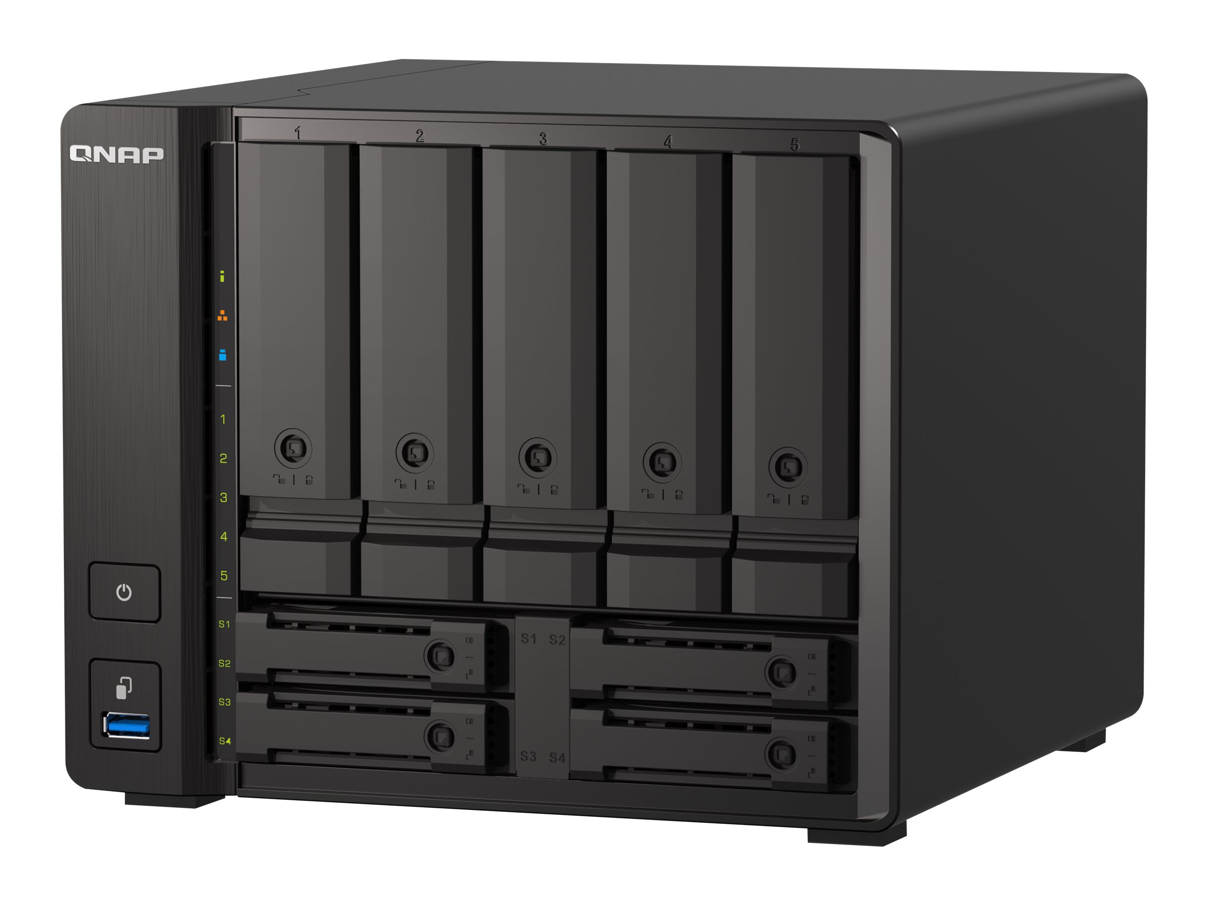 QNAP TS-H973AX-32G - NAS-server - 9 bays - SATA 6Gb/s - RAID 0, 1, 5, 6, 10, 50, JBOD, 60, RAID TP - RAM 32 GB - 2.5 Gigabit Ethernet / 10 Gigabit Ethernet - iSCSI support