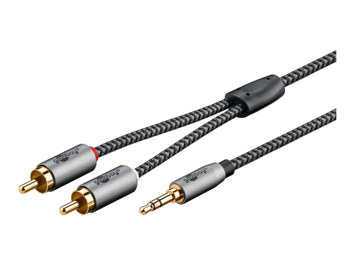 Goobay Ljudadapterkabel AUX, 3,5 mm jack till stereo RCA-kontakt, 1 m Pawl 3,5 mm plugg (3-stift, Stereo) > 2x RCA-kontakt (ljud vänster / höger)