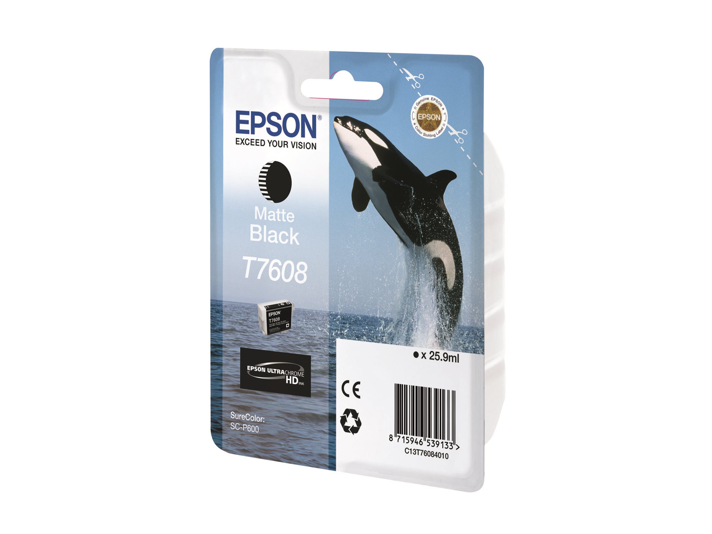 Epson T7608 blækpatron - Mat Sort, 25,9 ml (Original)
