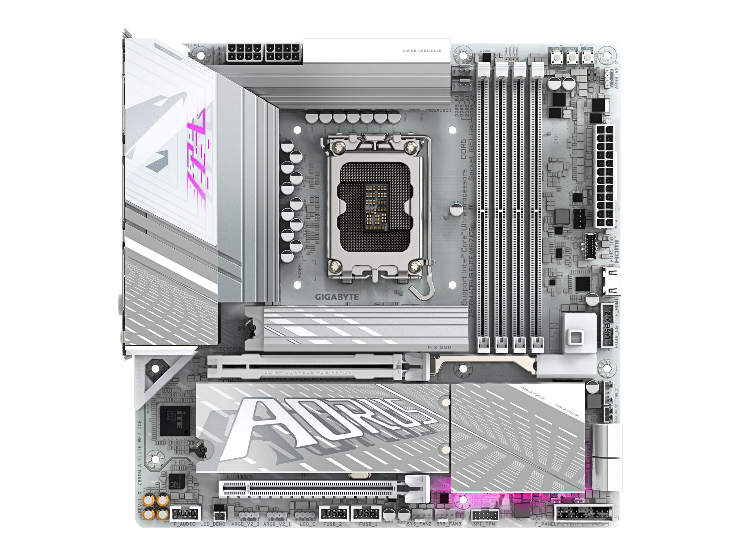 GIGABYTE Z890M AORUS ELITE WIFI7 ICE Bundkort - Intel Z890 - Intel LGA1851 socket - DDR5 RAM - Micro-ATX