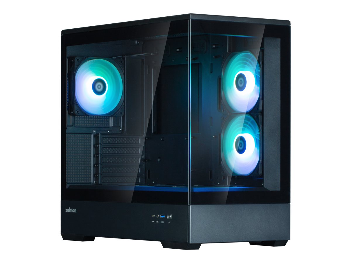 Zalman P30 - MT - micro ATX - sidepanel med vindue (hærdet glas) - ingen strømforsyning (ATX12V) - sort - USB/Lyd
