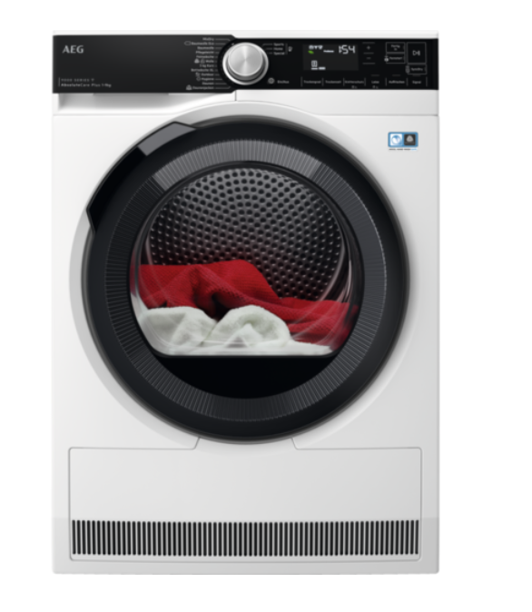 AEG Series 9000 TR9W80690, Fritstående, Front-læsning, Varmepumpe, Hvid, Dreje, Højre