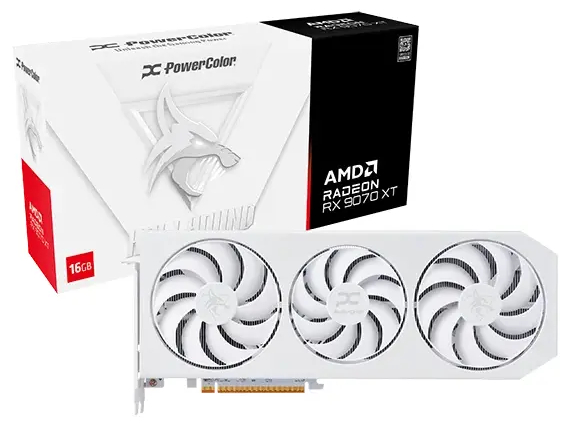 PowerColor Radeon RX 9070 XT Hellhound Spectral White - 16GB GDDR6 RAM - Grafikkort
