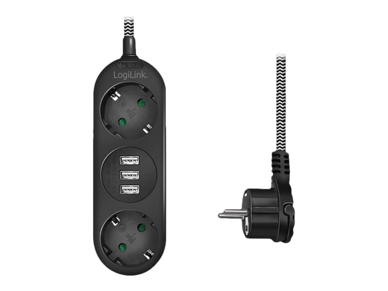 Grenudtag med USB-porte og vinklet stikprop