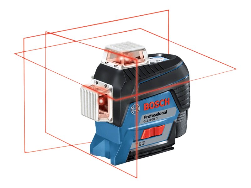 Bosch GLL 3-80 C Professional, 30 m, 0,2 mm/m, 4°, 120 m, Horisontal/vertikal, Rød