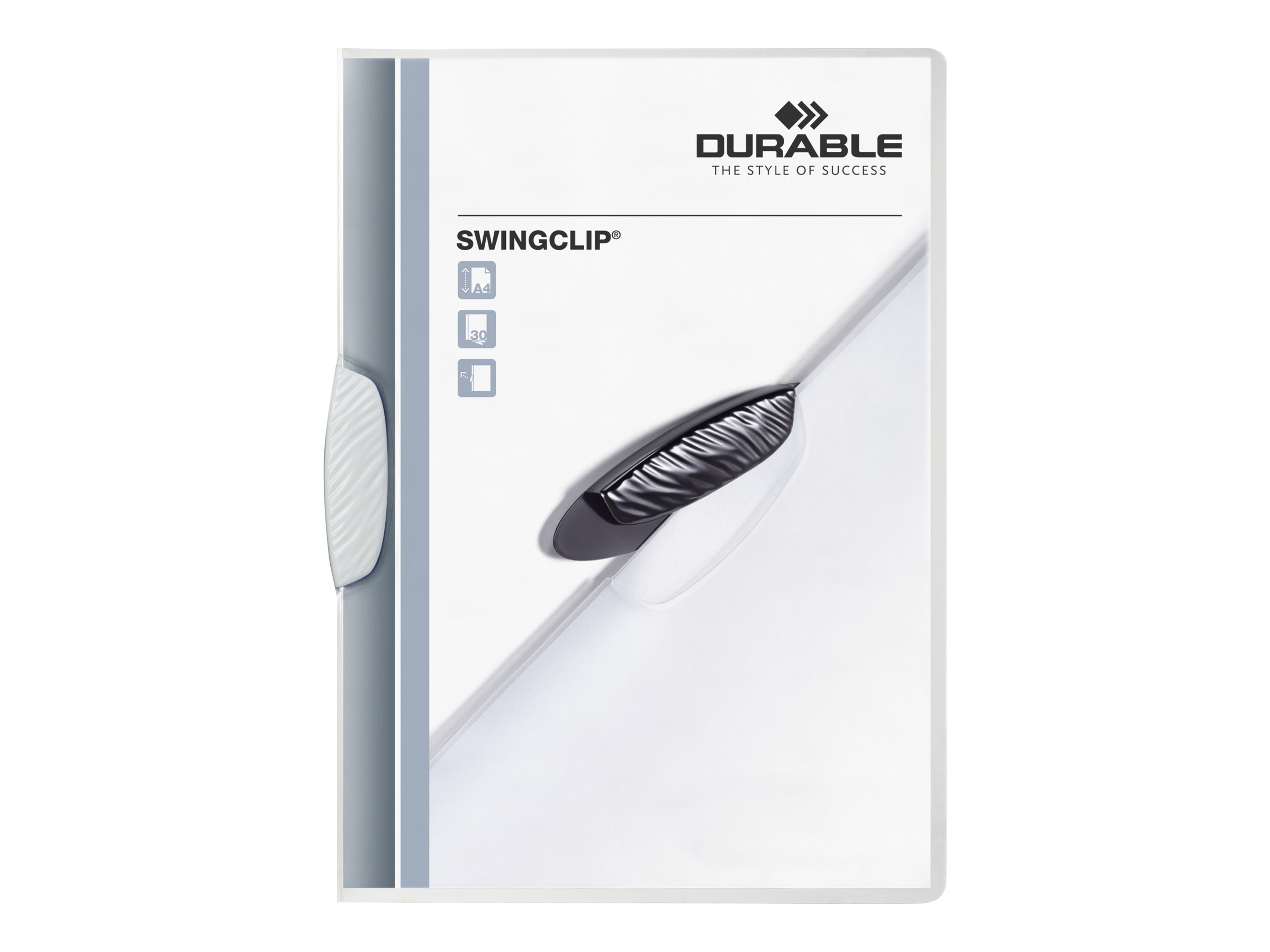 DURABLE SWINGCLIP - Klemmefil - for A4 (210 x 297 mm) - kapacitet: 30 ark - transparent med hvid klemme
