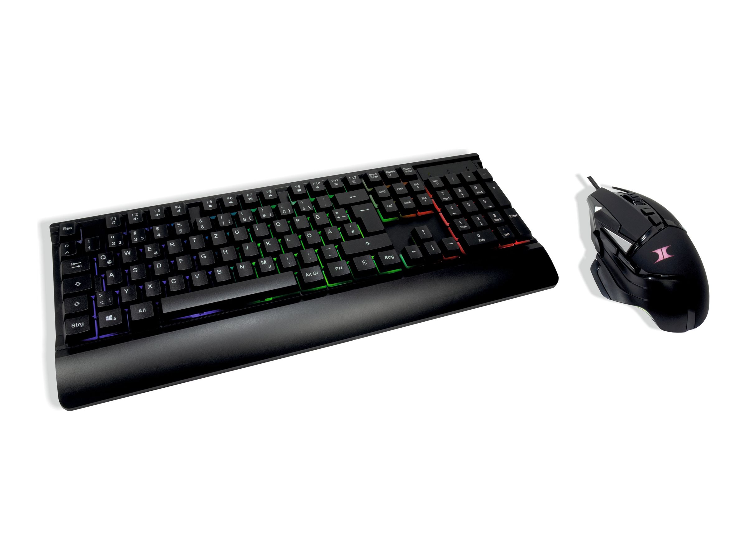 Inter-Tech KC-3000 Tastatur og mus-sæt Regnbue Kabling