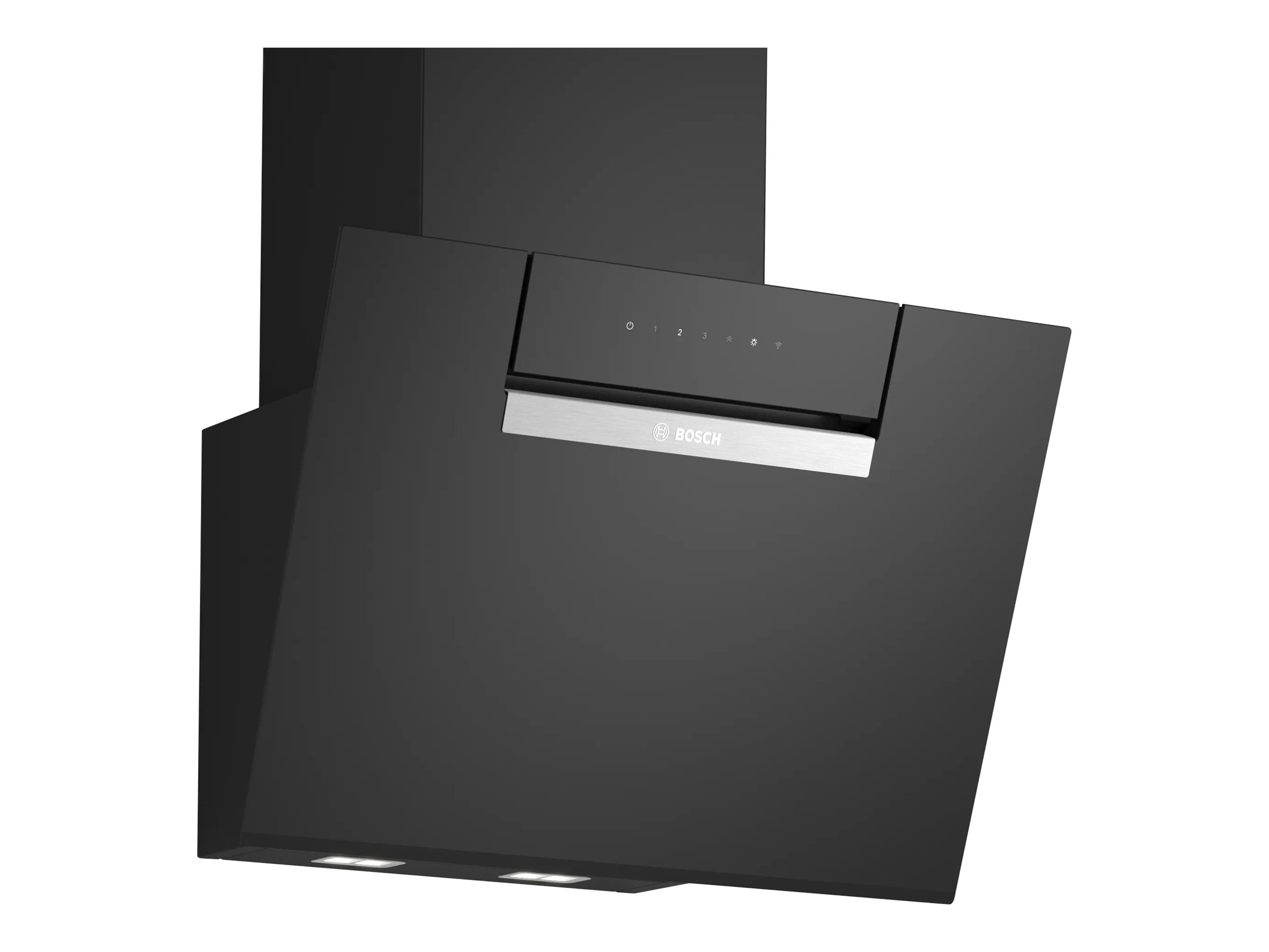 Bosch Serie | 4 DWK67FN60 - Hætte - skorsten vinklet - bredde: 59 cm - dybde: 43.3 cm - udtrækning og recirkulation (-) - sort