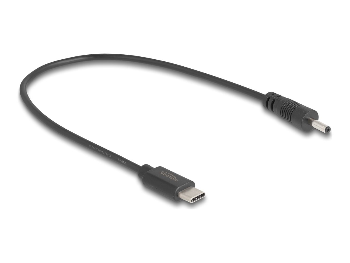 DeLOCK 24 pin USB-C (male) - Strøm DC jackstik 3,0 mm (ID: 1,1 mm) (male) Sort 27cm Strømkabel