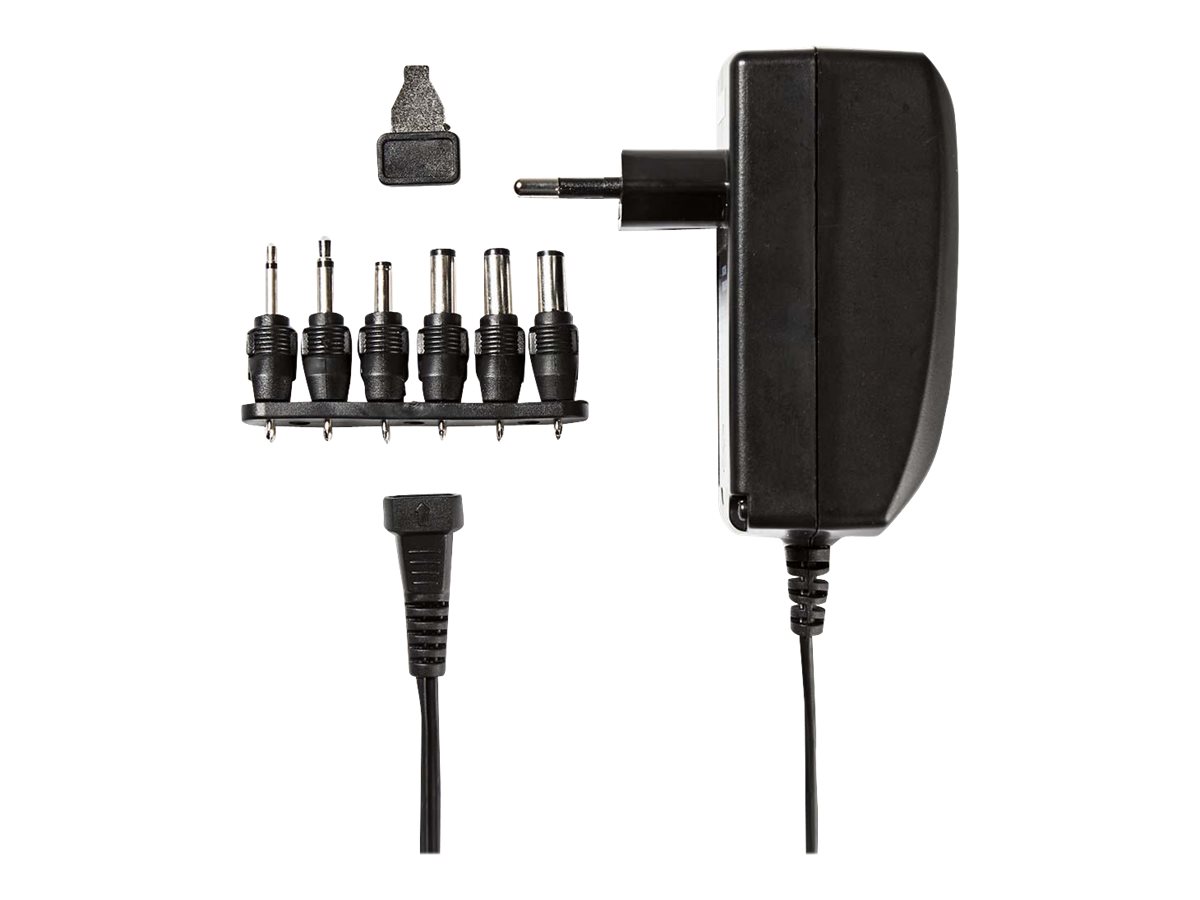 Universal AC Power Adapter | Euro / Type C (CEE 7/16) | 27 W | 3 VDC / 4.5 VDC / 6 VDC / 7.5 VDC / 9 VDC / 12 VDC | Udgangstype: 2.5 x 2.1 mm / 3.5 x 1.35 mm / 3.5 x 2.1 mm / 5.0 x 2.1 mm / 5.5 x 1.5 mm / 5.5 x 2.5 mm | 1.80 m | Indgangsspænding: AC
