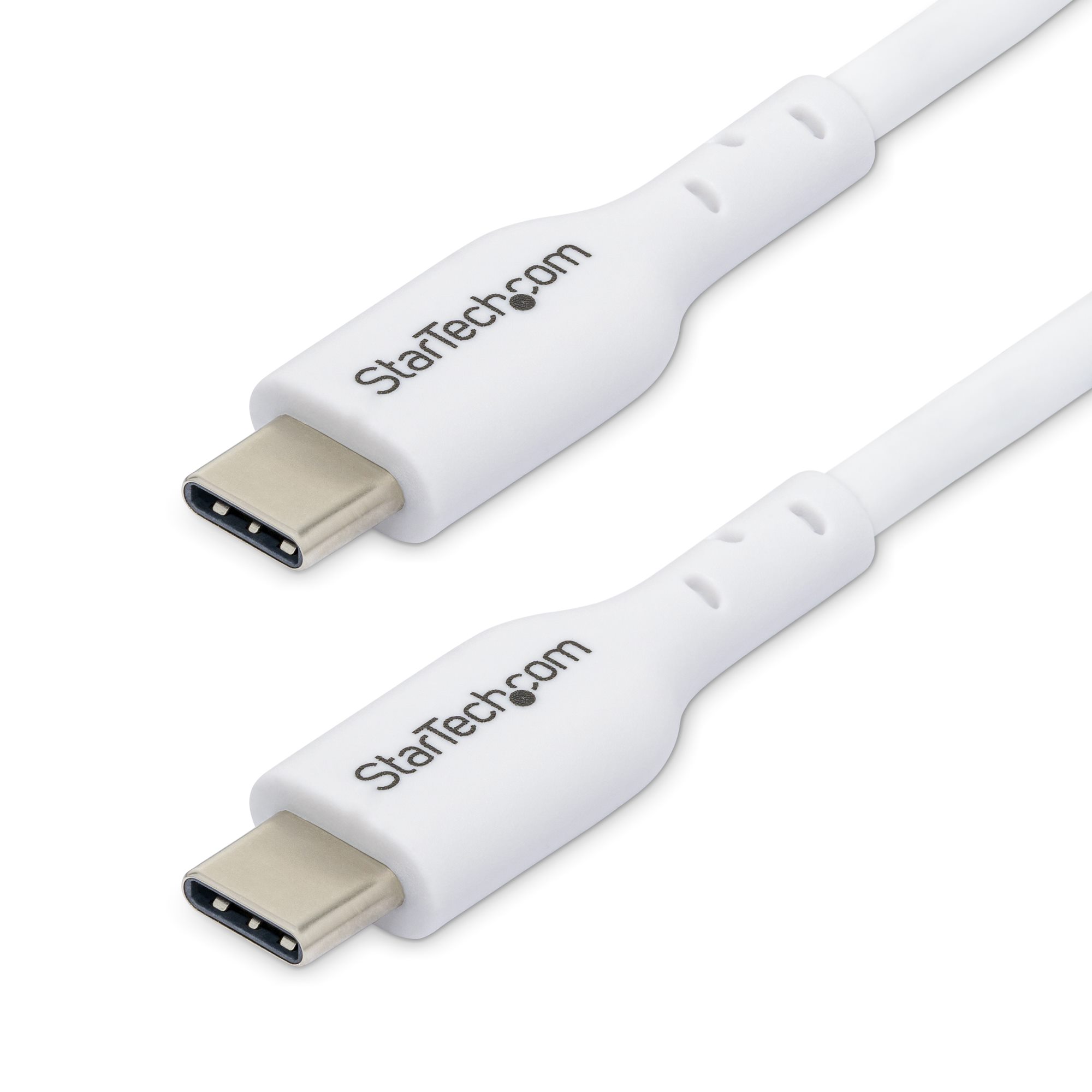 StarTech.com 2m (6.6ft) White USB-C Charging Cable, USB C Cable, USB 2.0 Type-C Laptop Charger Cord, 60W 3A Power Delivery, TPE Jacket, USB-C Data